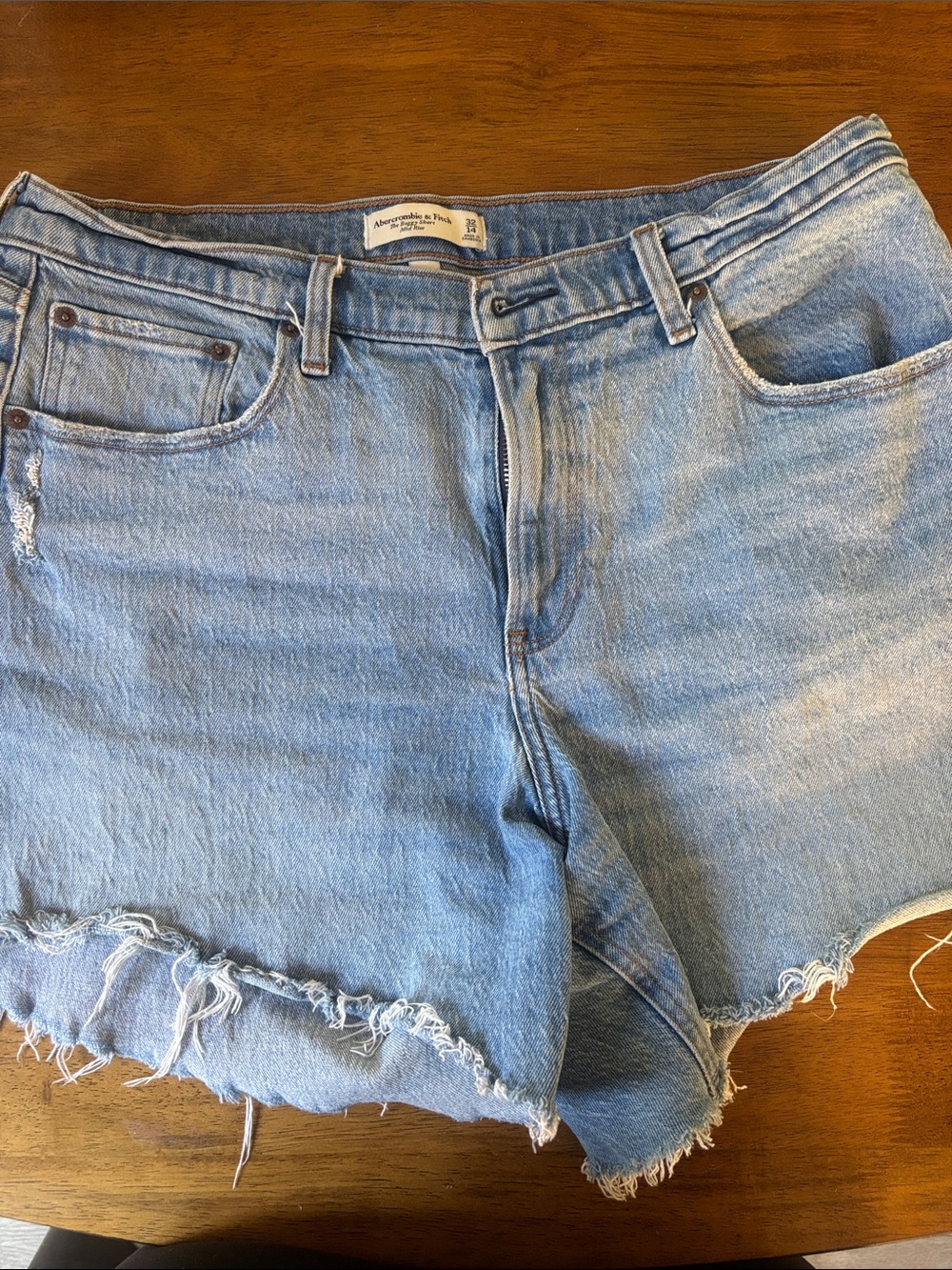 Abercrombie & Fitch Light Blue Distressed Denim Cutoff Shorts